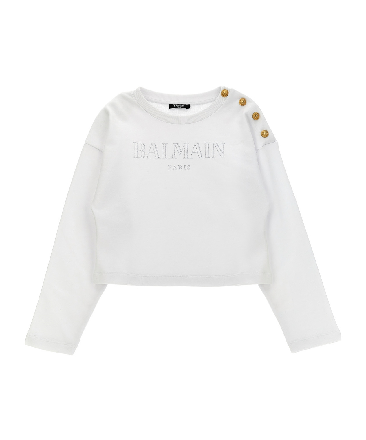 Balmain Crystal-logo Sweatshirt In White