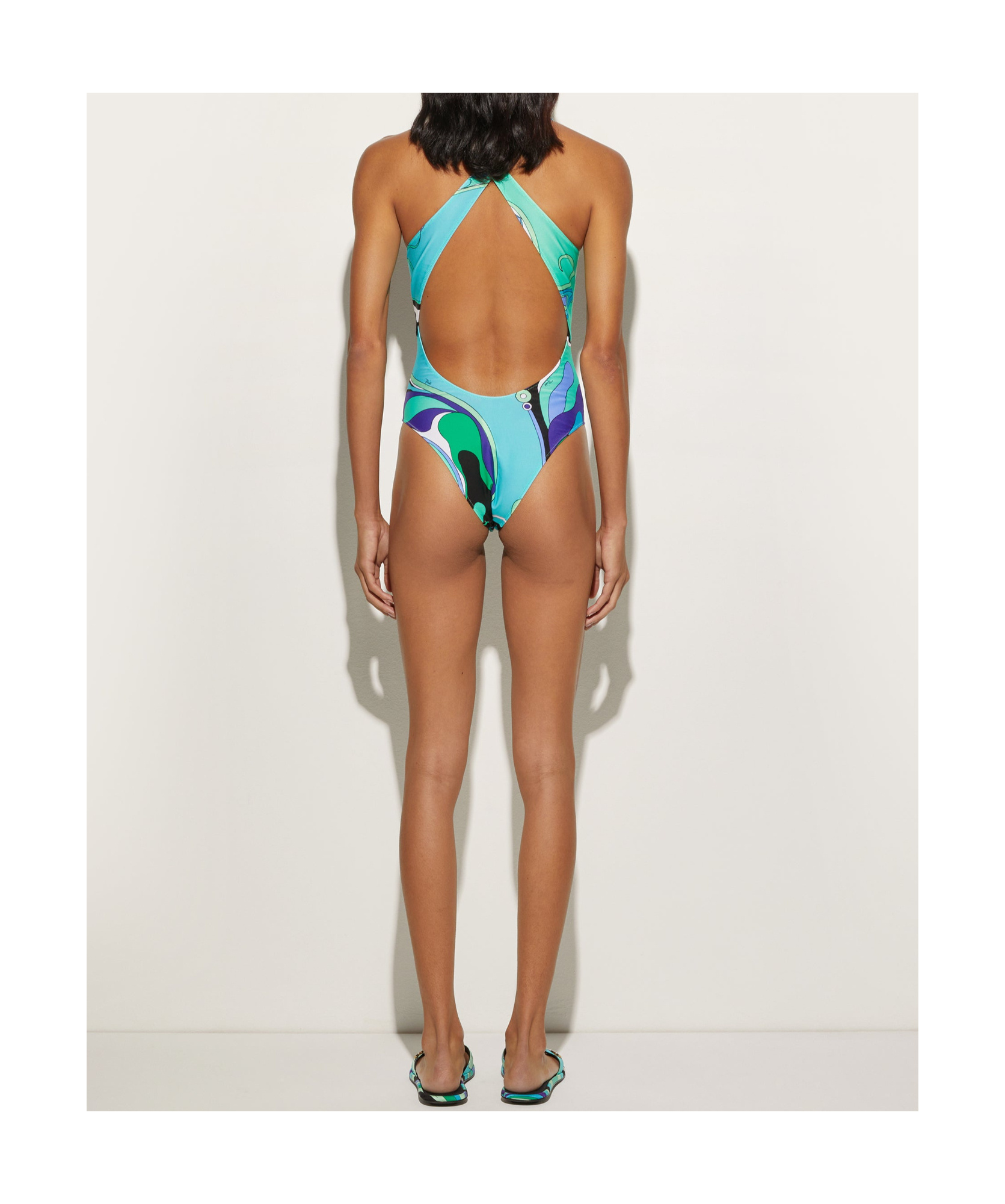 Emilio Pucci Pucci Pattern-printed One-piece Swimsuit In Blue