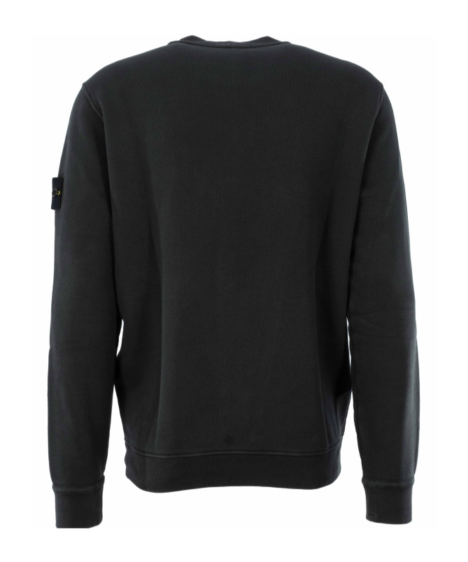 Stone Island Compass-patch Concealed-fastening Coat In Black