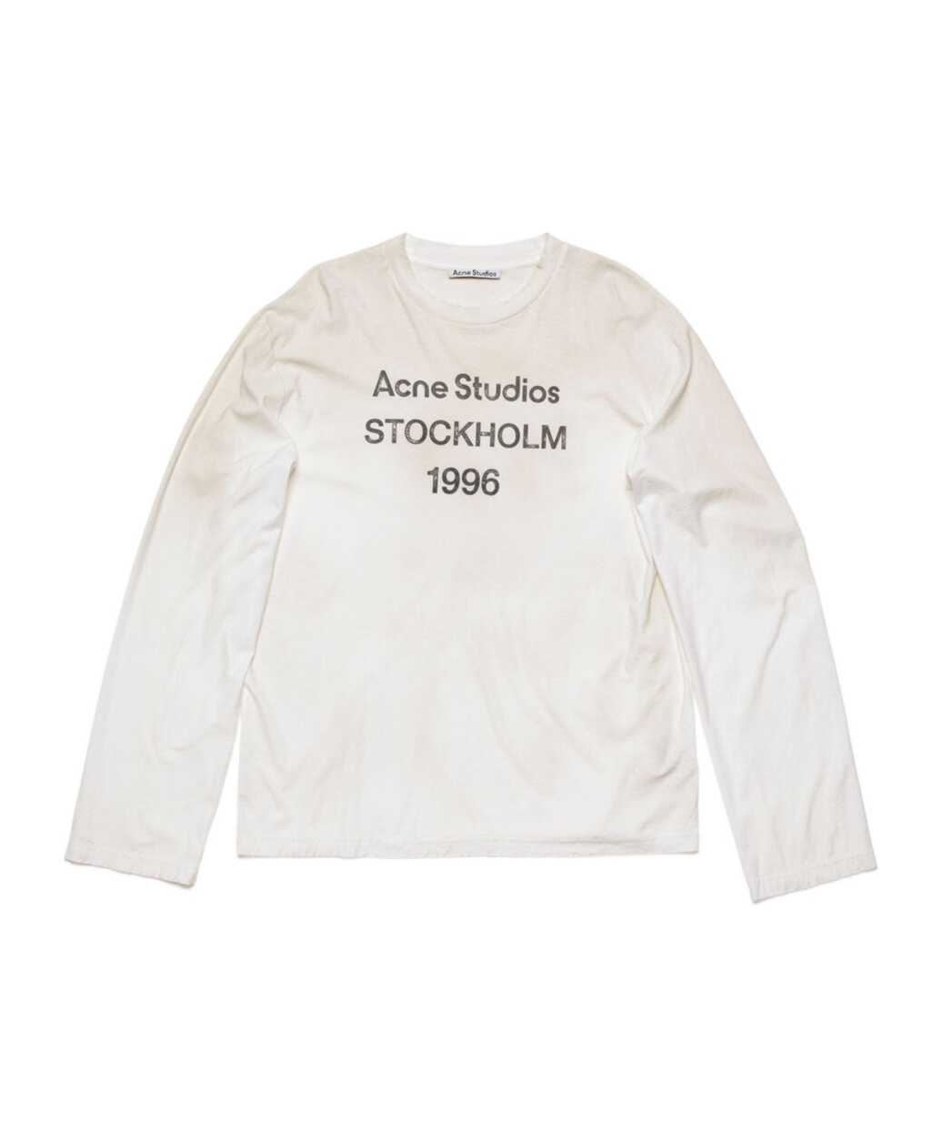 Acne Studios Mens Distressed Long-sleeve Logo T-shirt In White