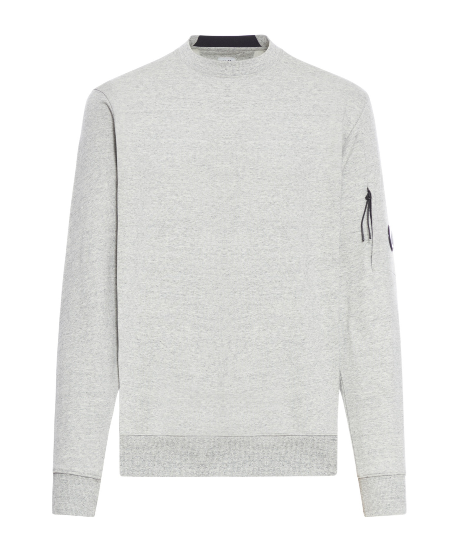 C.p. Company Gray Diagonal Raised Fleece Crewneck Lens Sweatshirt In White