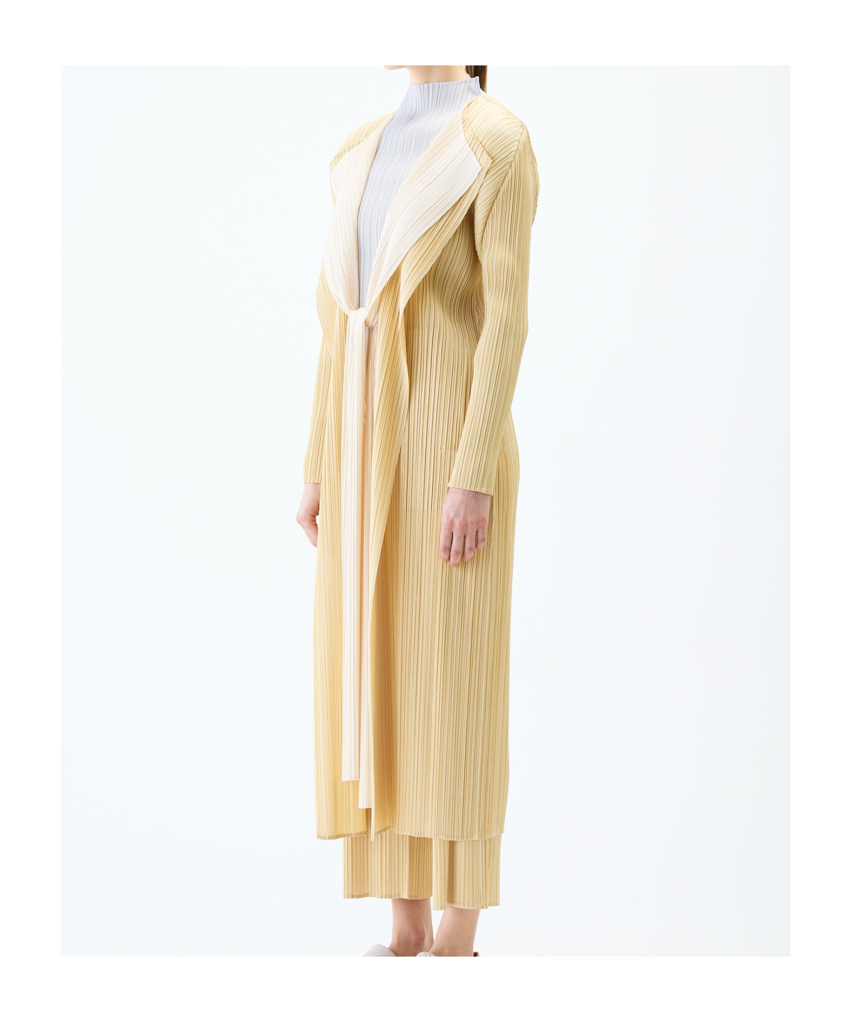 Shop Issey Miyake Merry Bicolor Coat In Beige