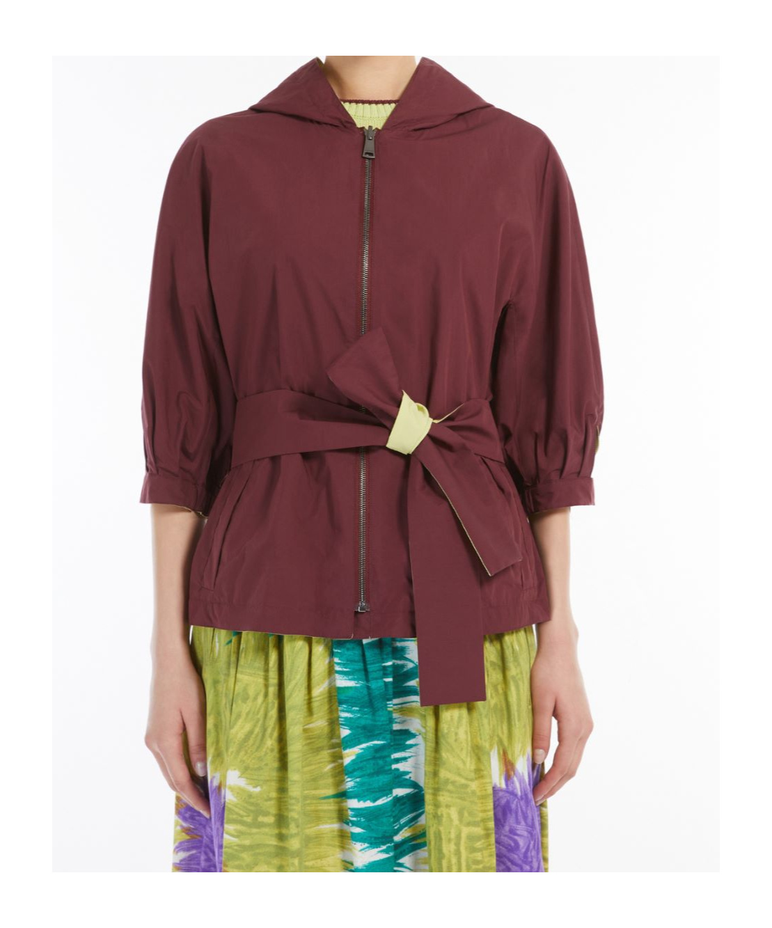 Weekend Max Mara Reversible Windbreaker In Water-repellent Fabric In Bordeaux Red