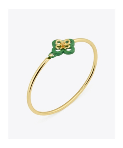 Tory Burch Kira Clover Hinge Bracelet In Yellow
