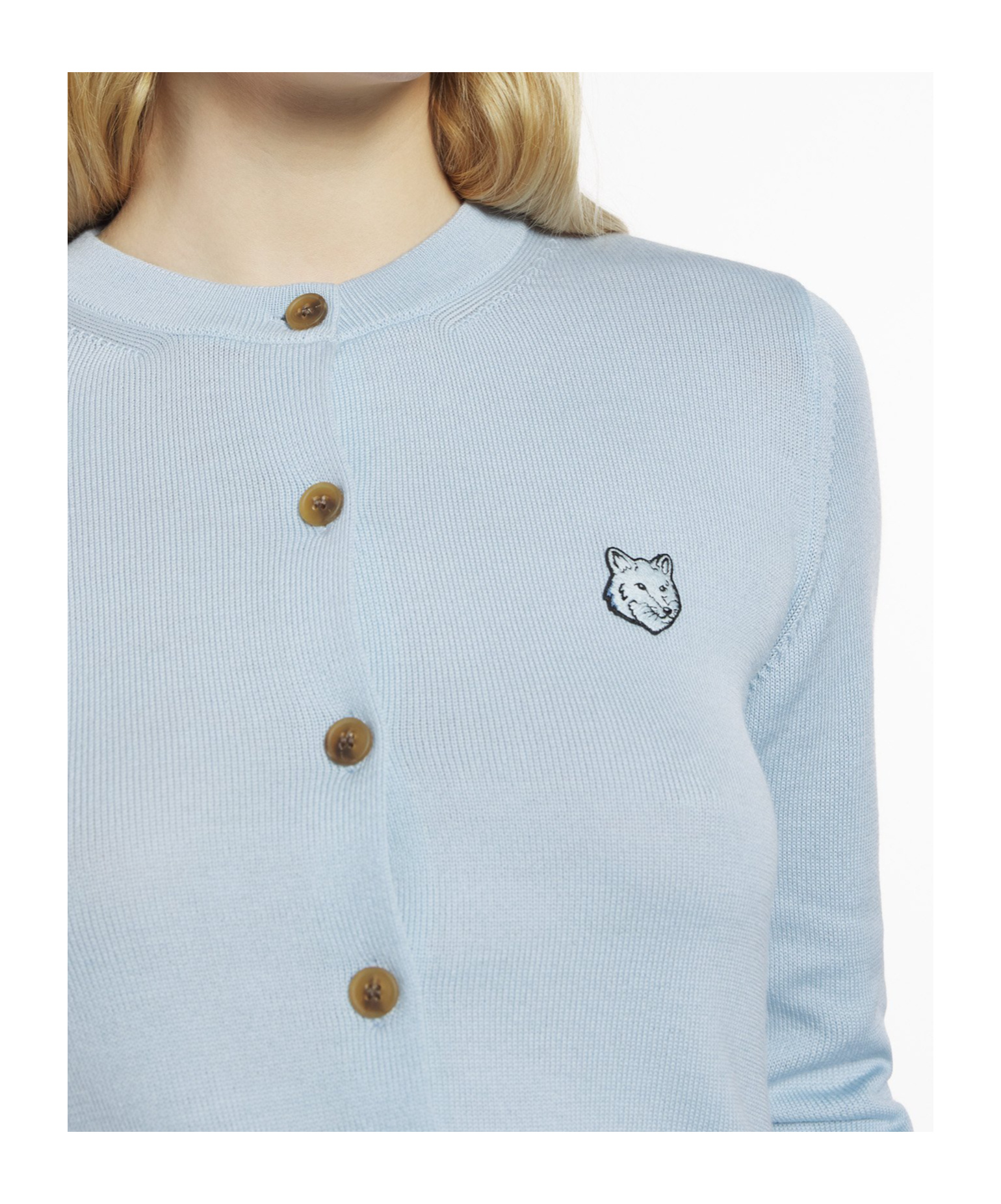 MAISON KITSUNÉ MAISON KITSUNÉ FOX HEAD EMBROIDERED KNITTED CARDIGAN
