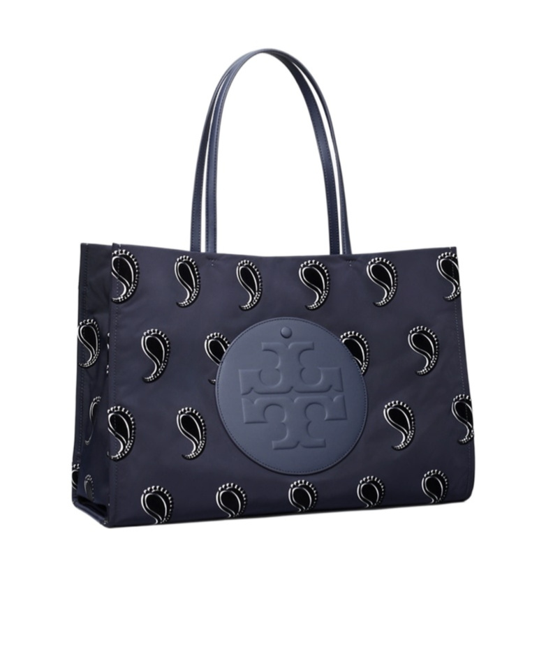 Tory Burch Ella Paisley-pattern Double T Motif Tote Bag In Blue