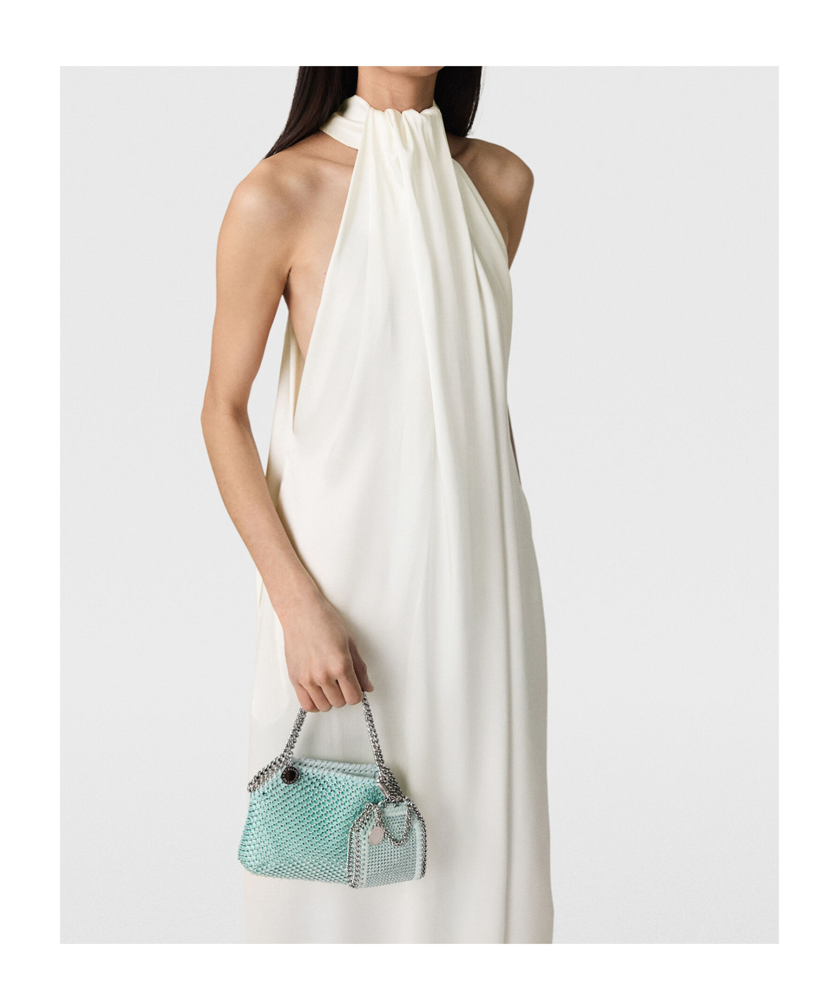 Stella Mccartney Halterneck Panel Maxi Dress In White