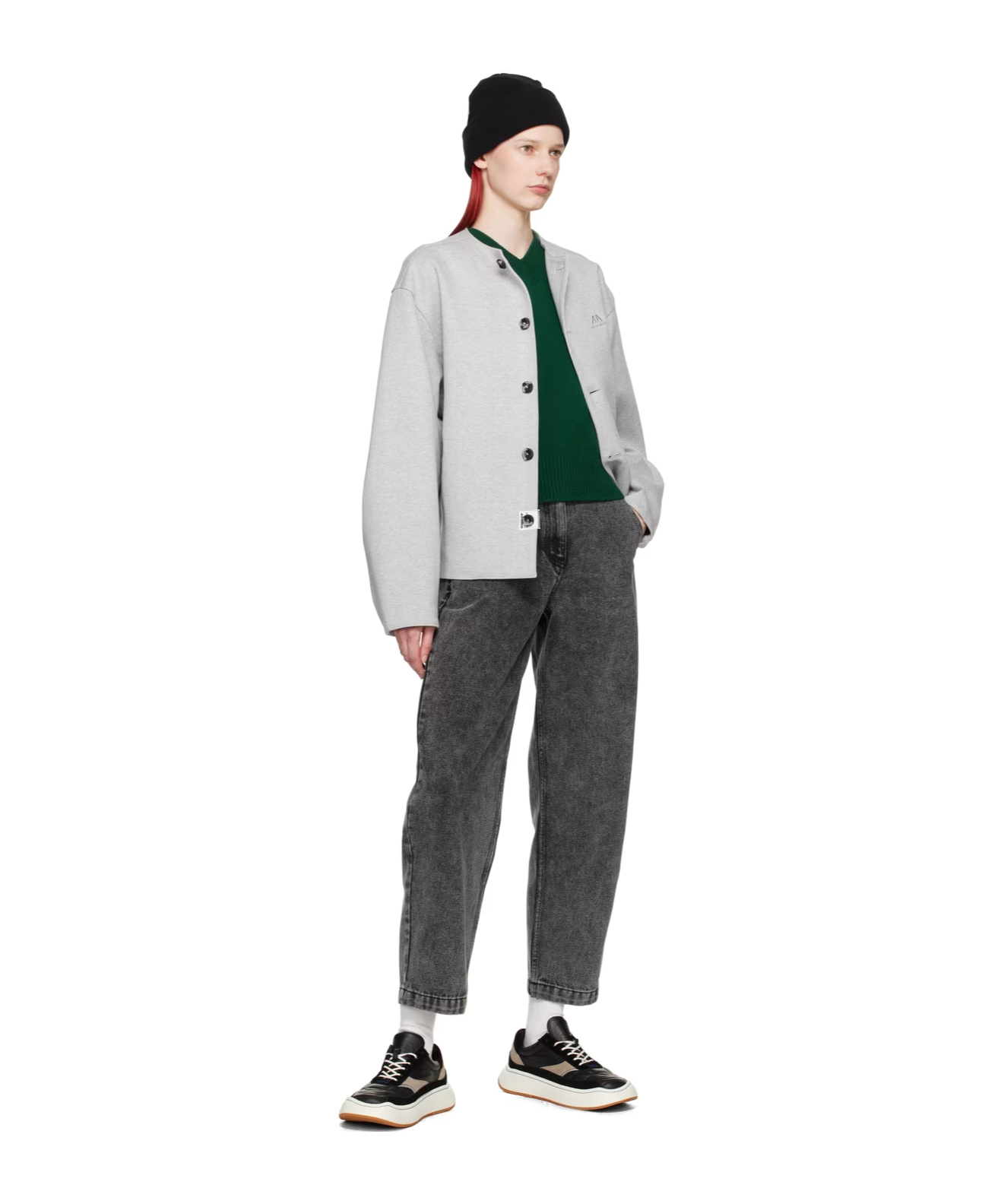 Ader Error Round-collar Button-down Sweater In White