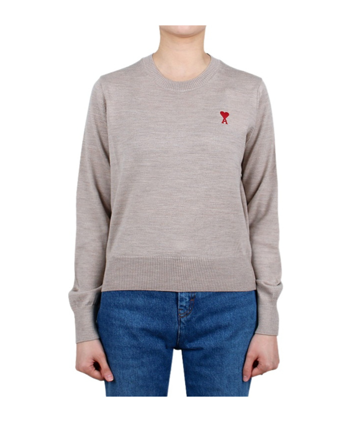 Ami Alexandre Mattiussi Heart-shaped Logo Sweater In Gray