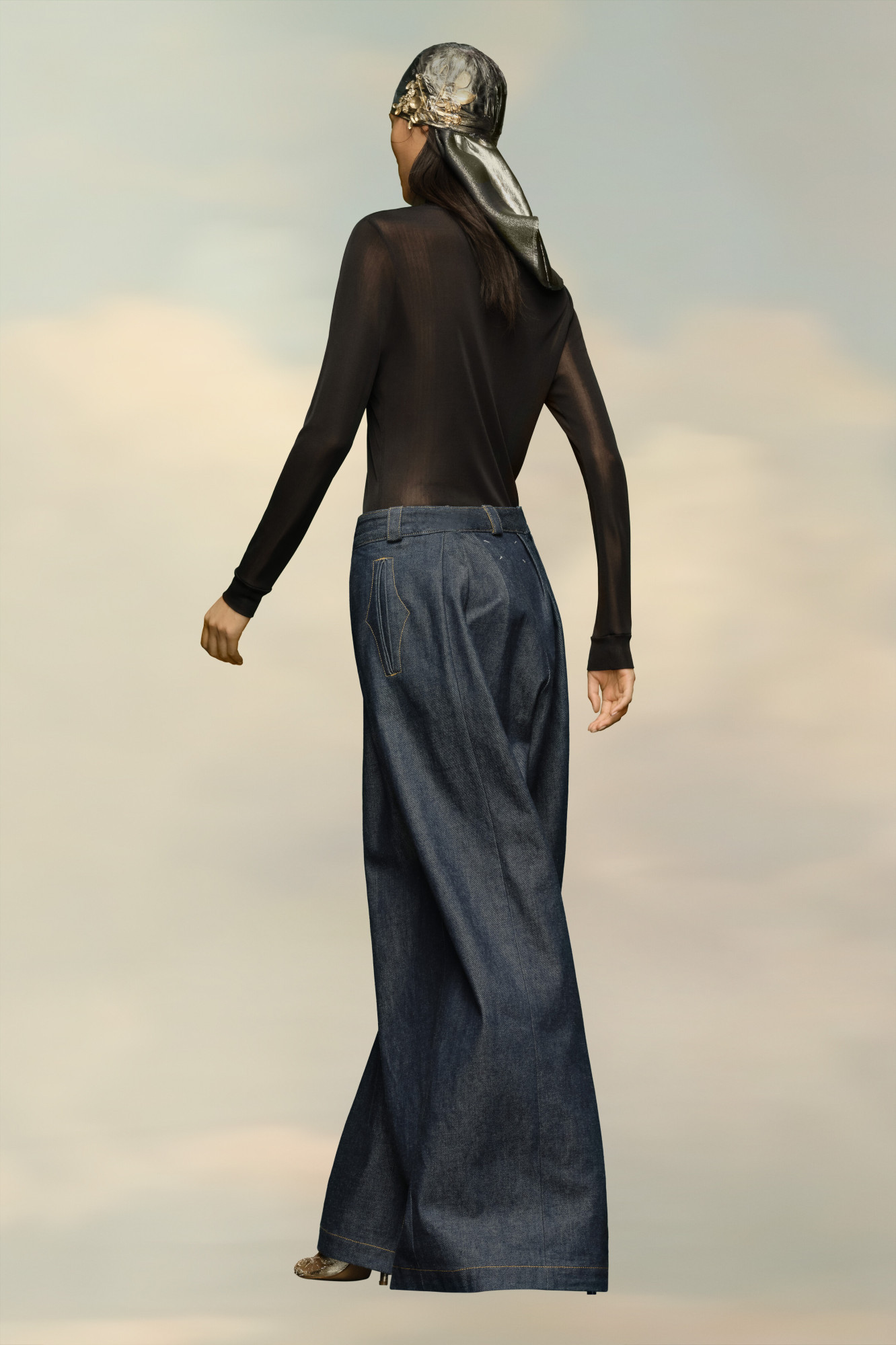 Maison Margiela Pleated Trousers Woman Blue In Black