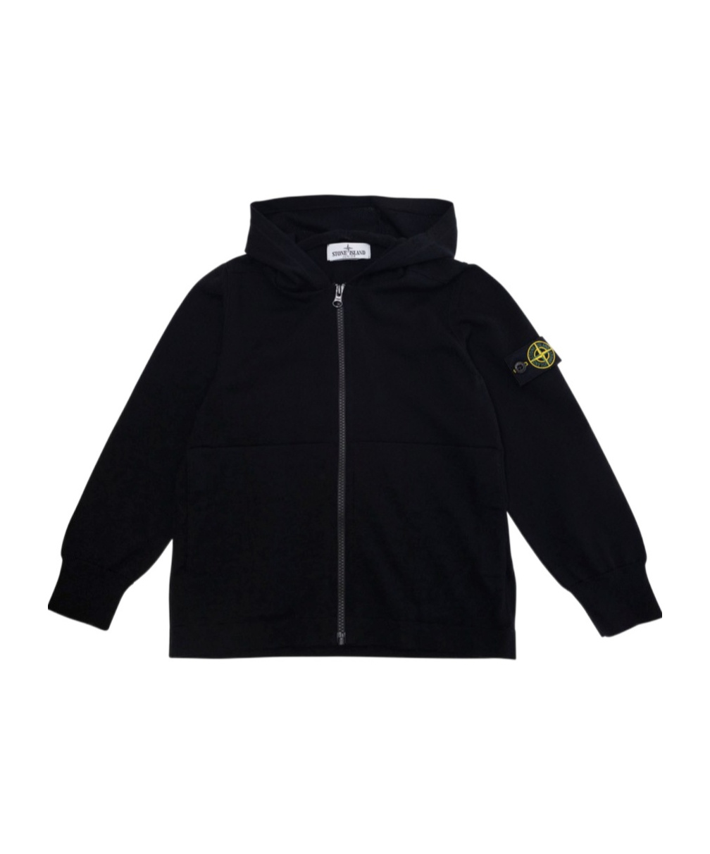 Stone Island Long-sleeved Zipper Sweatshirt In Black
