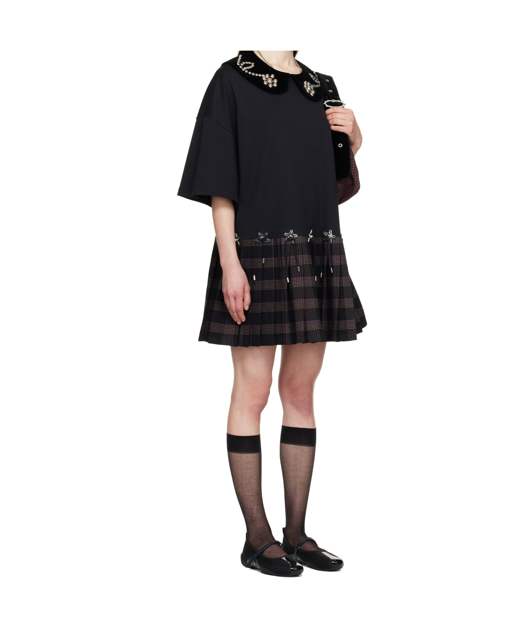 Chopova Lowena Black Saltos Kilt Minidress In Black