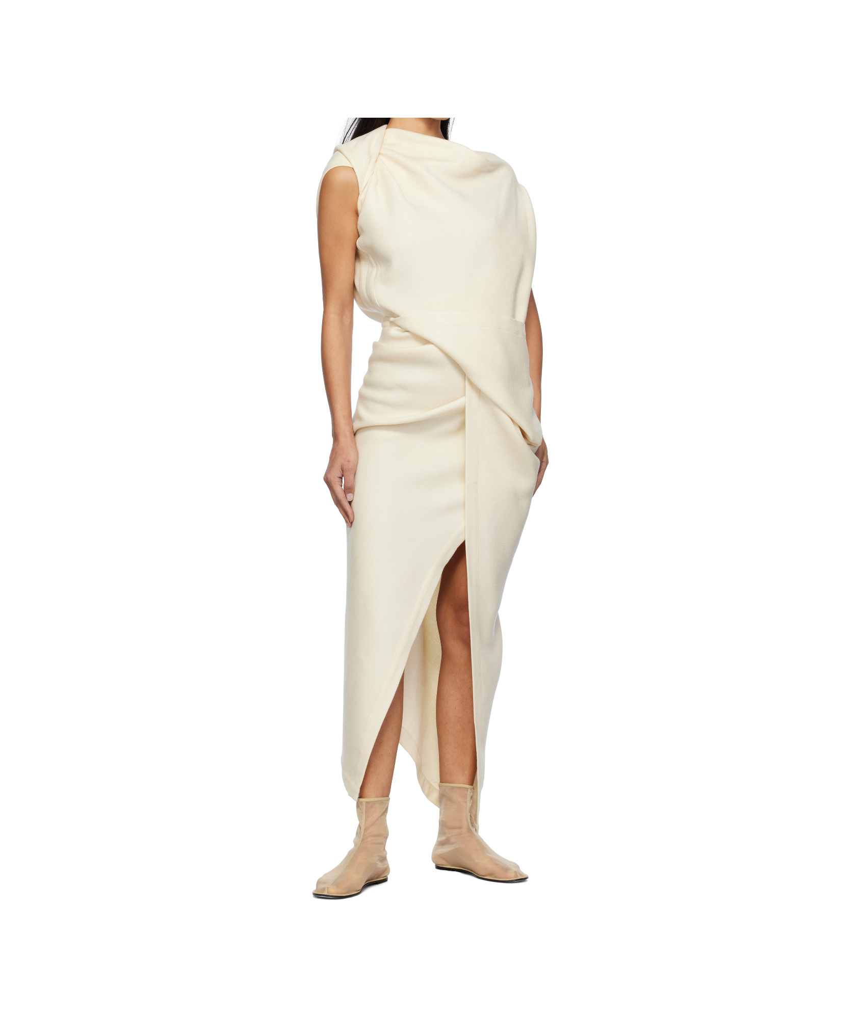 Issey Miyake Pleated Dress In Off-white
