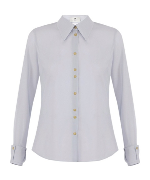 Elisabetta Franchi Shirt In Georgette Fabric In Silver