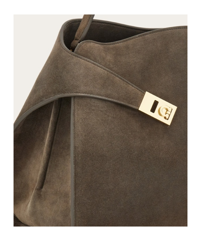 Shop Ferragamo Hug Structured Suede Tote Bag In Brown