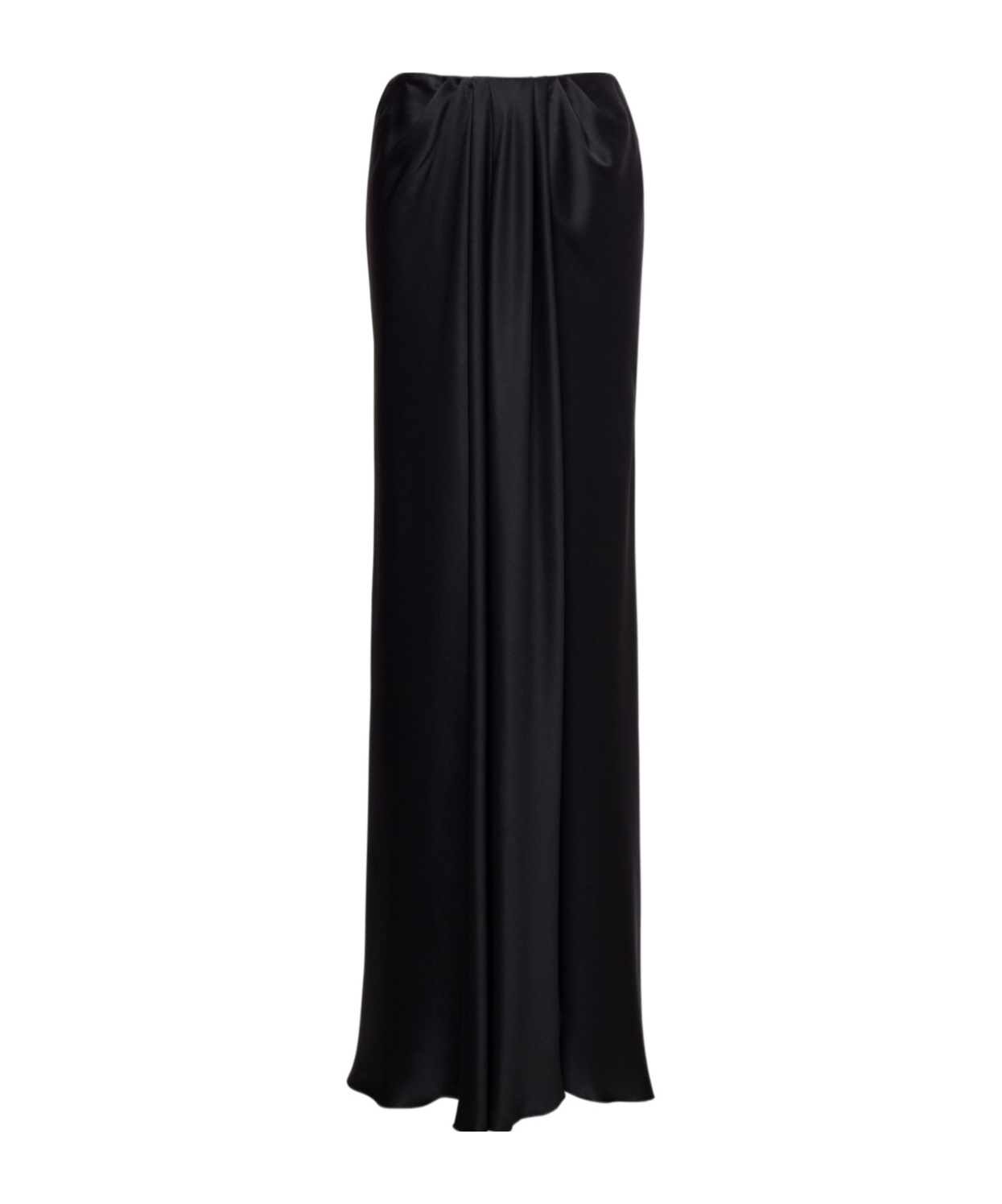 Alberta Ferretti Maxi Black Skirt With Diagonal Stitching In Silk Blend In Black