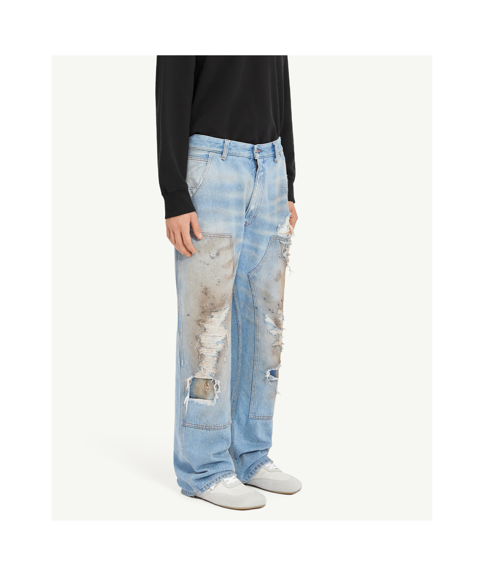 Mm6 Maison Margiela Mm6 By Maison Margiela Relaxed Fit High-waisted Distressed Jeans In Blue