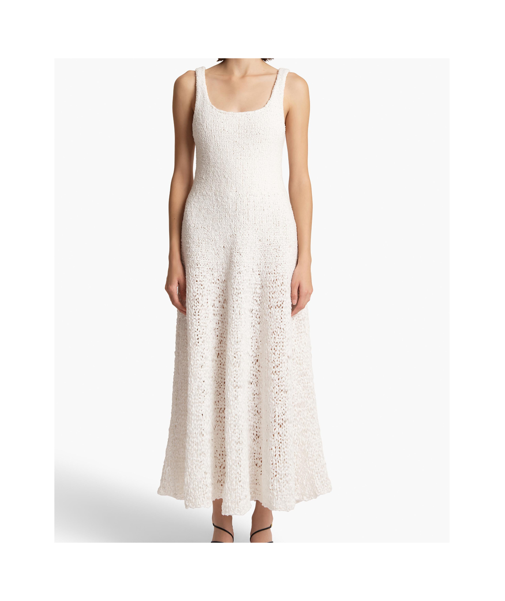Khaite Twigs Fit-flare Maxi Dress In White