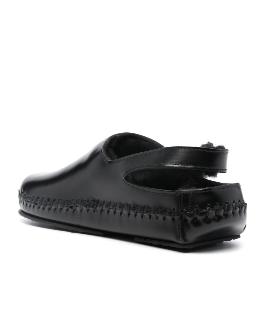 Hereu Round-headed Flat Sandals In Black