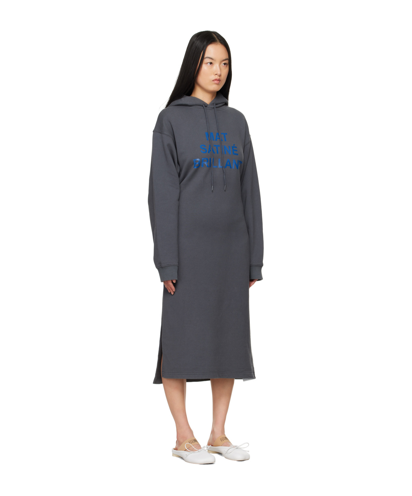 Shop Mm6 Maison Margiela Slogan-print Extra-long Cotton Sweatshirt In Black