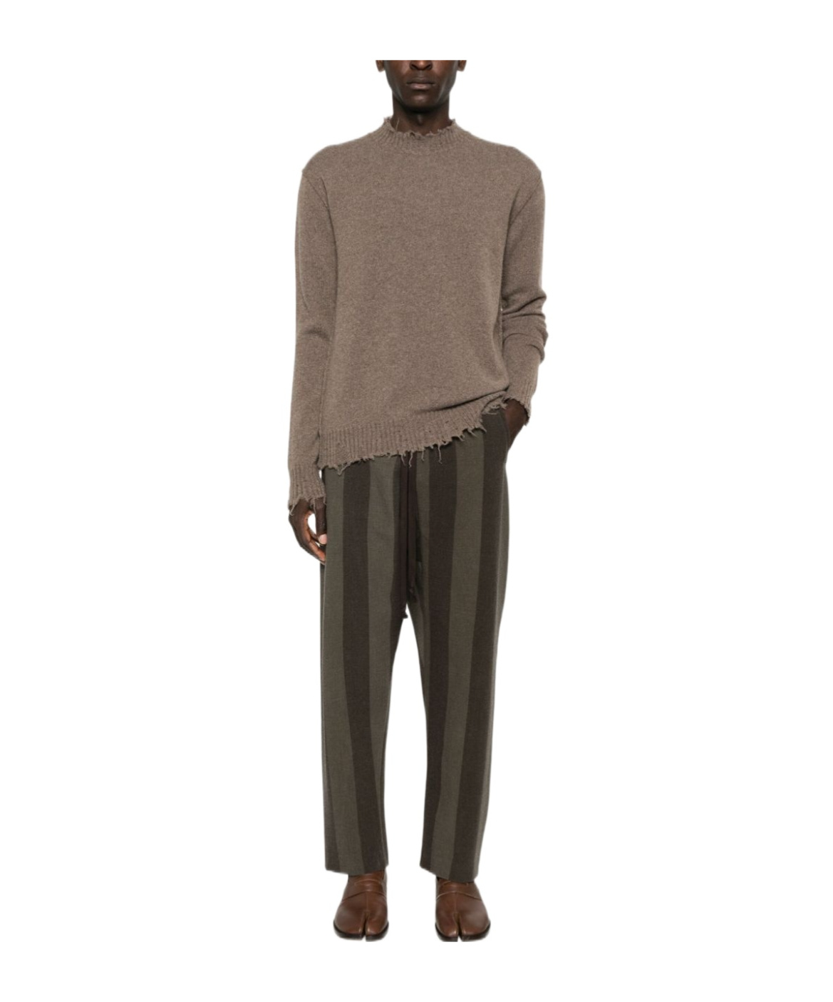 Uma Wang Distressed Sweater In Brown