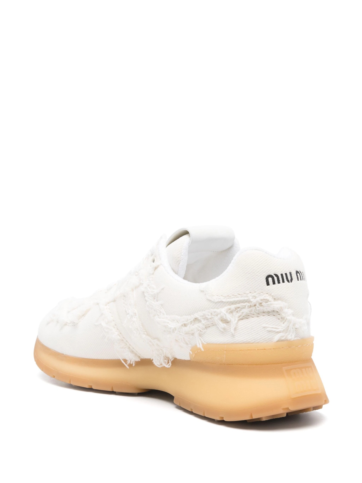 Miu Miu Denim Lace-up Sneakers In White