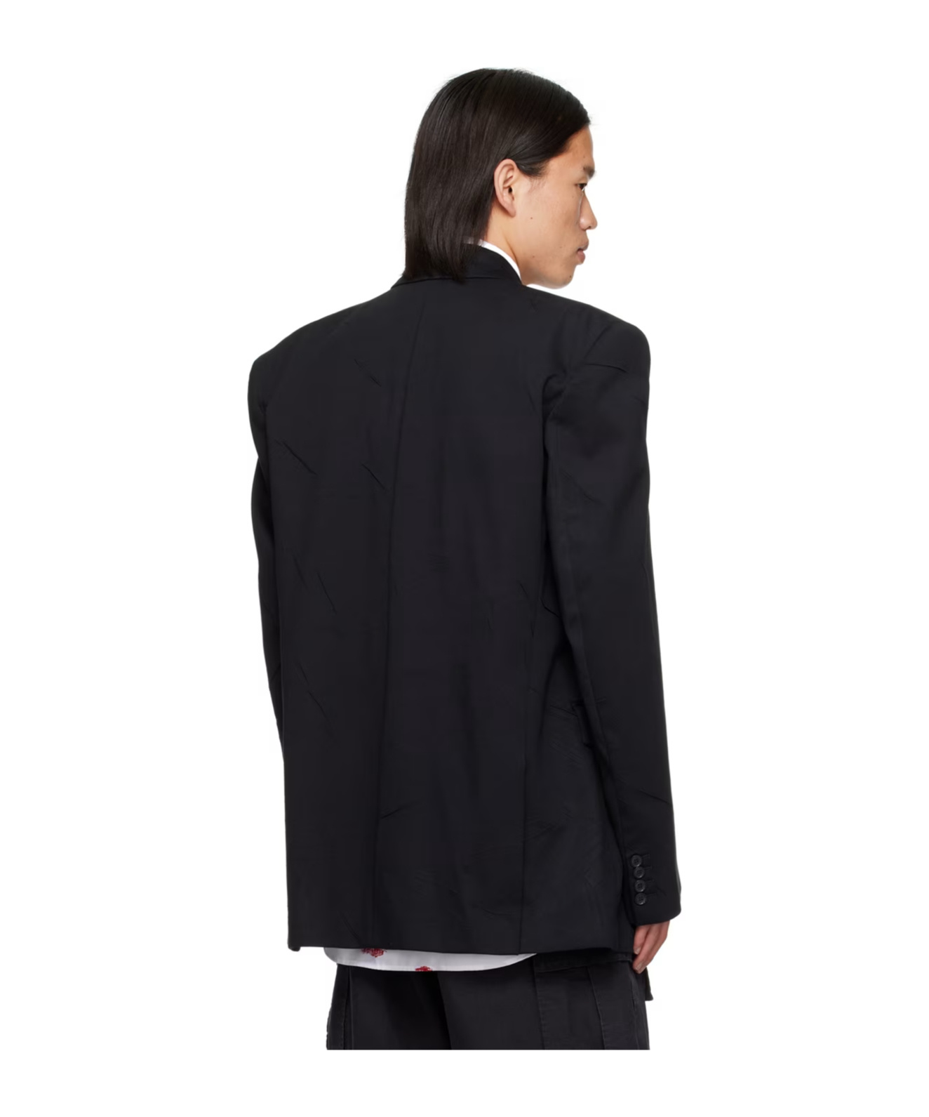 Vetements Lapel Long-sleeved Suit Coat In Black