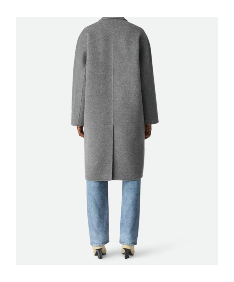 Bottega Veneta Single-breasted Coat In Gray Mixed Color