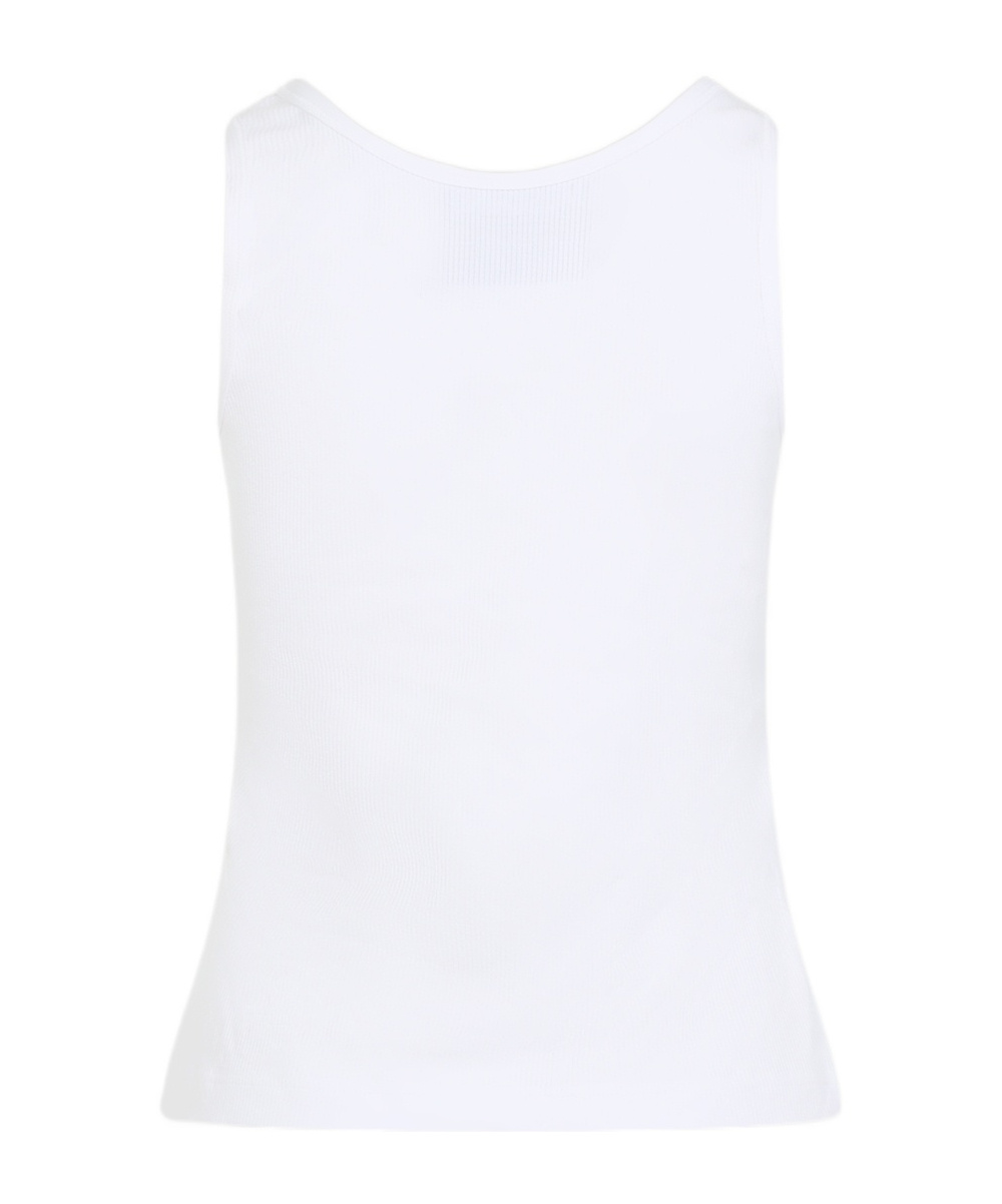 Moschino Graphic Print White Viscose Sleeveless Top In White
