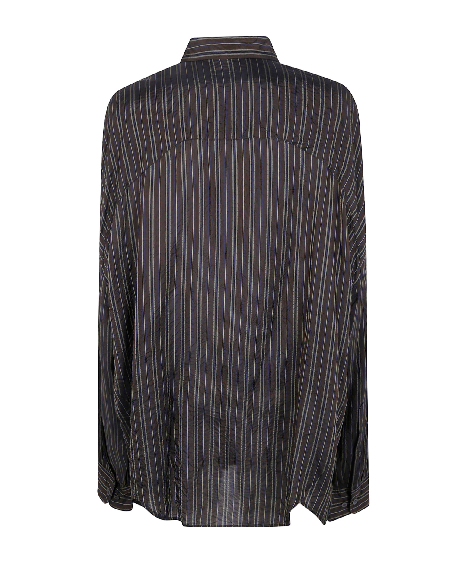 Dries Van Noten Womens Brown Casia Oversized Stripe-print Crepe Shirt In Black