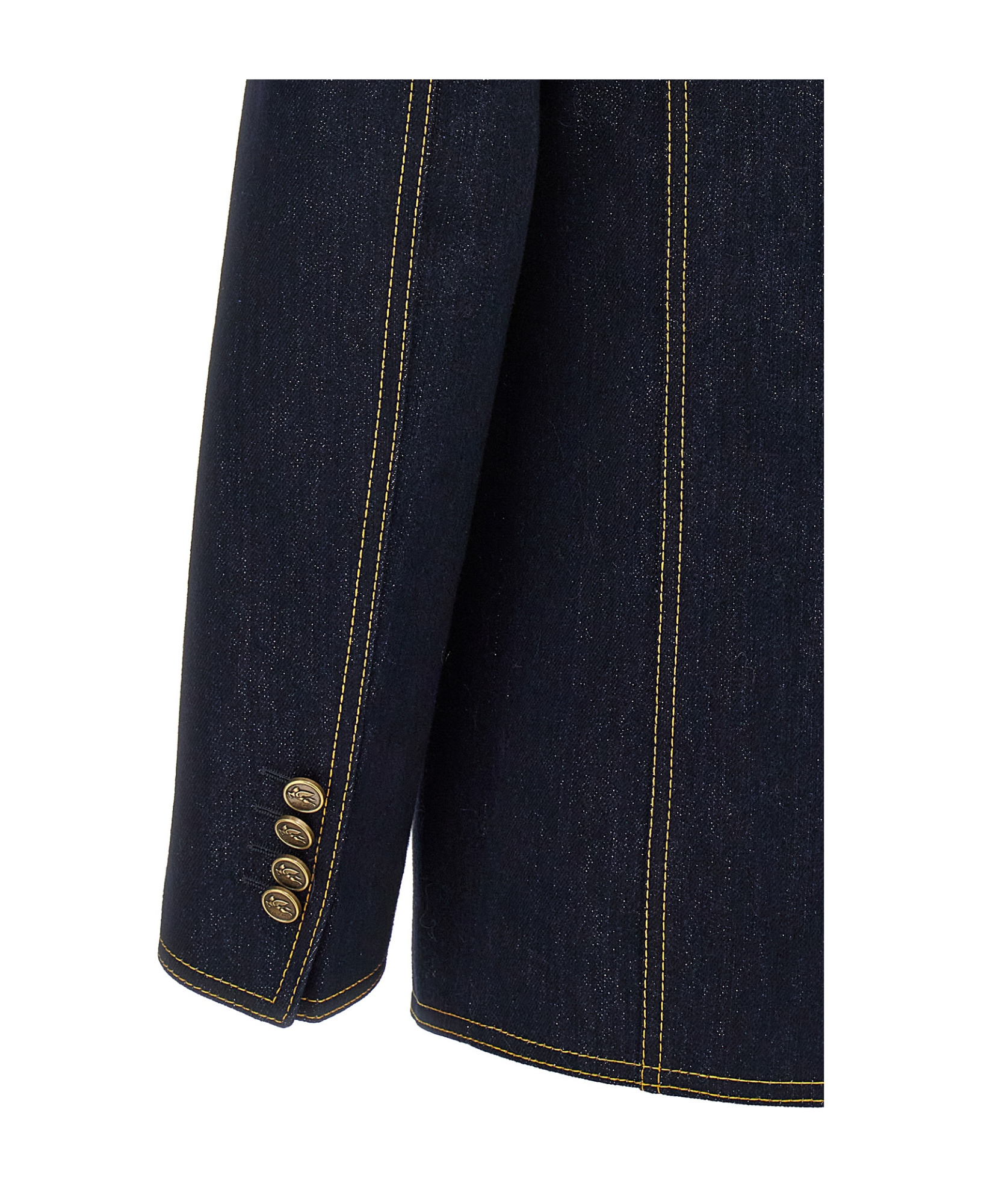 Etro Denim Blazer With Contrast Stitching And Front Pockets In Black