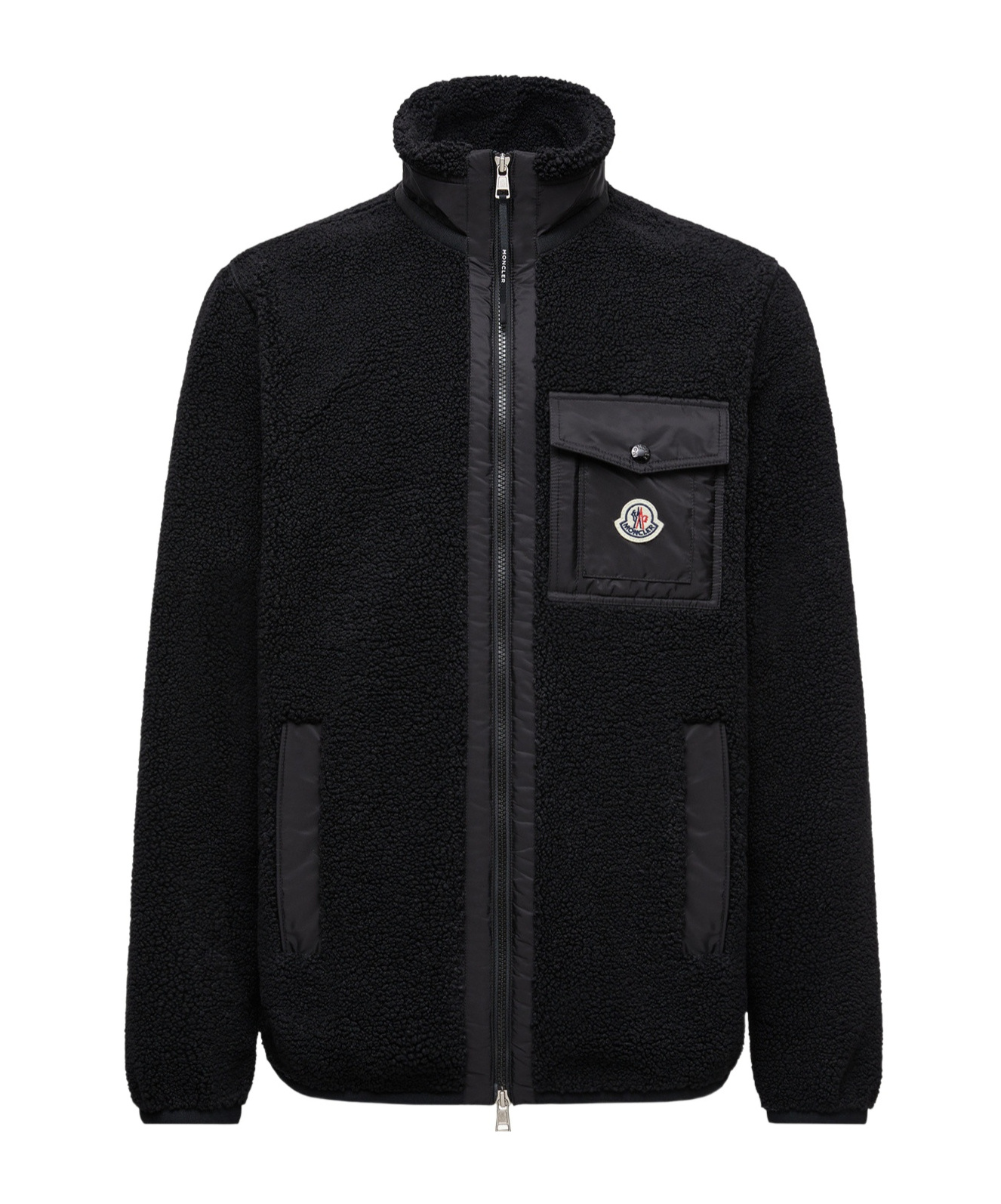 Moncler Teddy Zip-up Sweatshirt With Pocket In Black