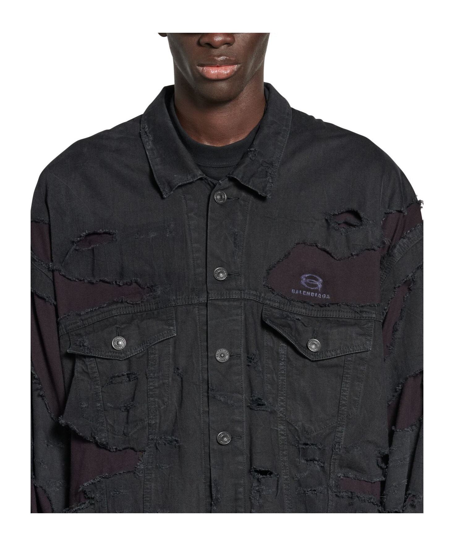 Balenciaga Unity Sports Icon Quilted Denim Jacket In Black