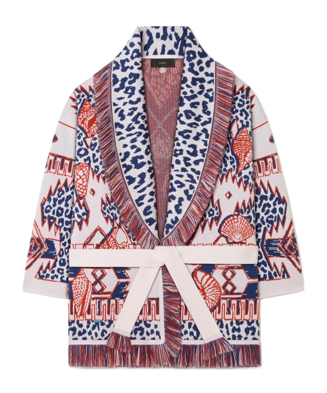 Alanui Knitwear Wrap With Fringed Shawl Collar In Multi