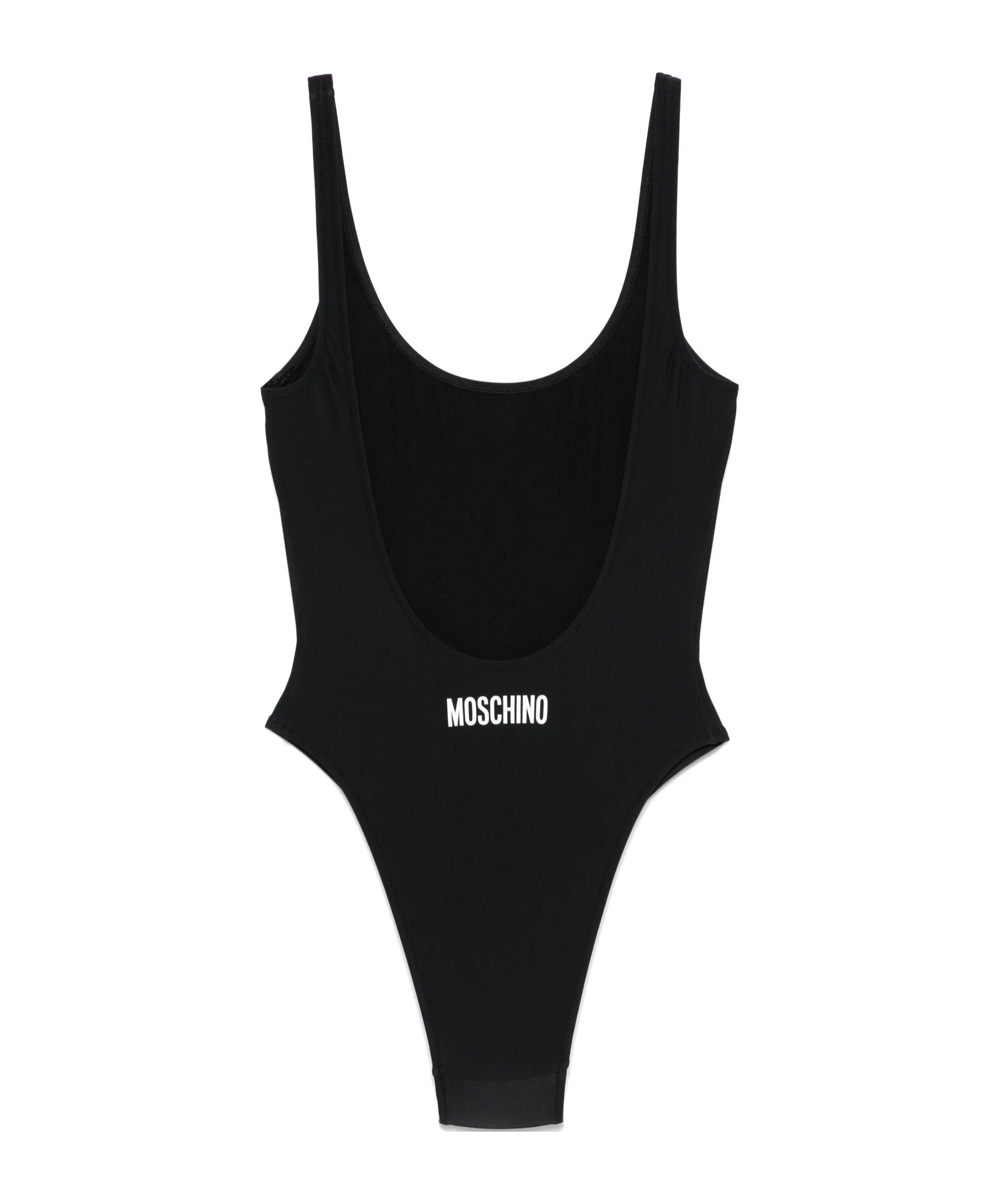 Moschino Couture One-piece Swimsuit Laurel Crown Logo In Black
