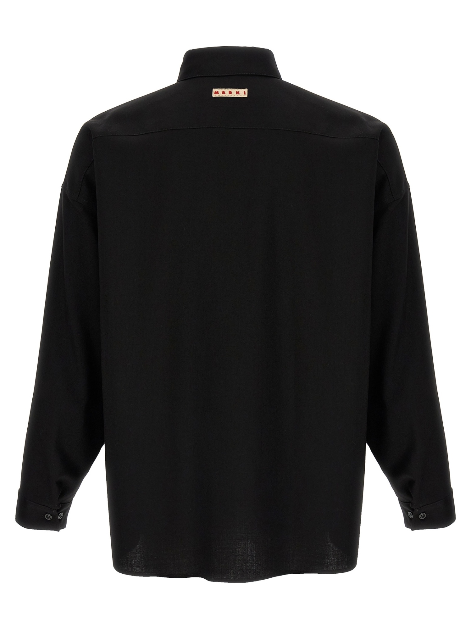 Marni Cool Wool Shirt With Contrast Stitching Shirt And Blouse Black In Black