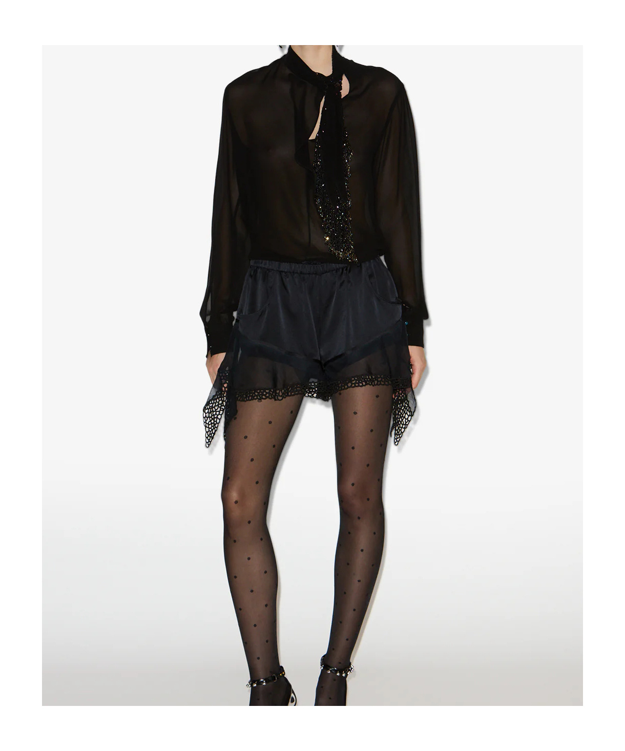 Isabel Marant Ildana Lace-trimmed Silk-blend Shorts In Black