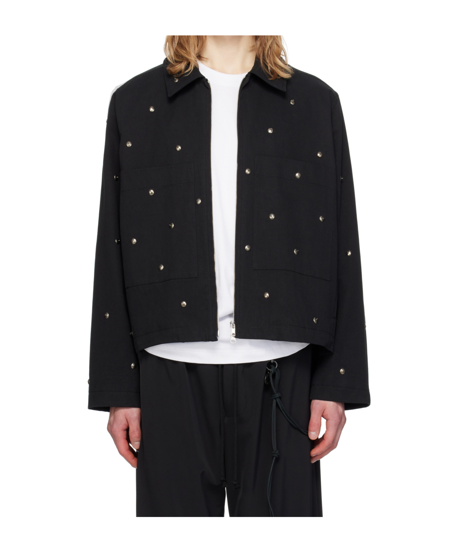 Song For The Mute Metal Bead Crop Patch Pocket Jacket Black In Black