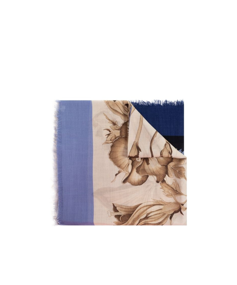 Ferragamo Cashmere Scarf With Floral Pattern In Brown