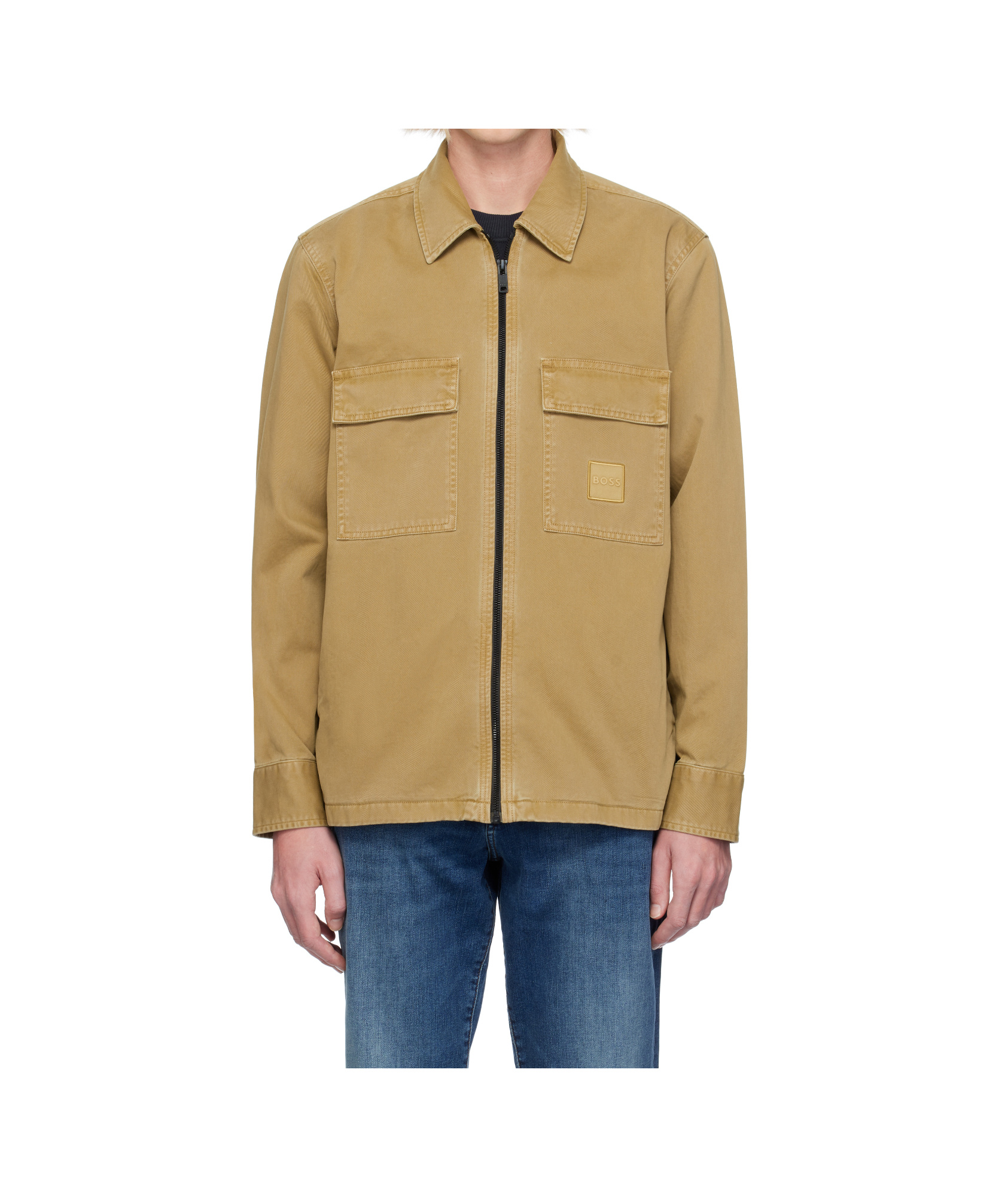 Hugo Boss Tan Flap Pocket Overshirt In Nude
