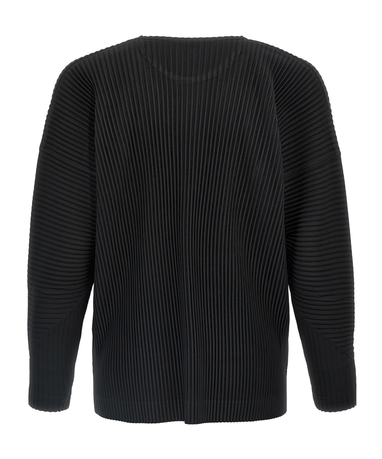 Issey Miyake Pleated Relaxed-fit Boat-neck Woven Top In Black