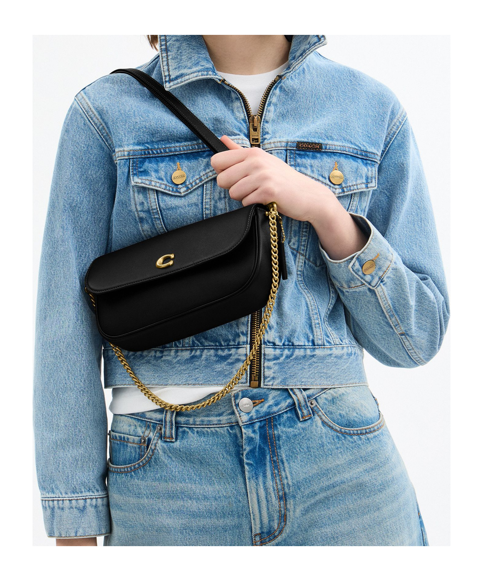 Coach Brook Flap Chain Bag In Black