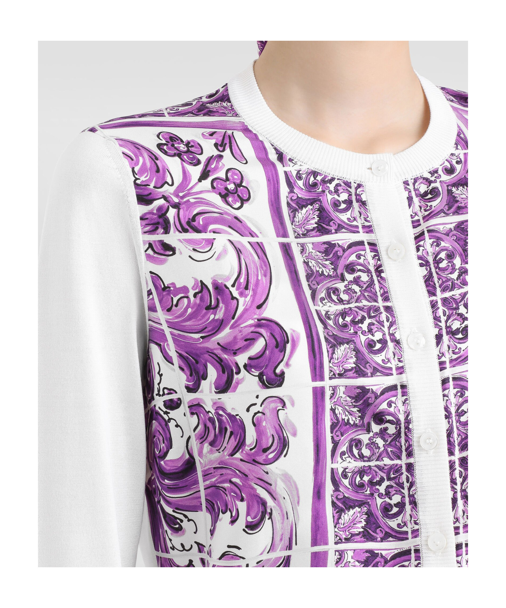 Dolce & Gabbana Women Maiolica Print Silk Cardigan