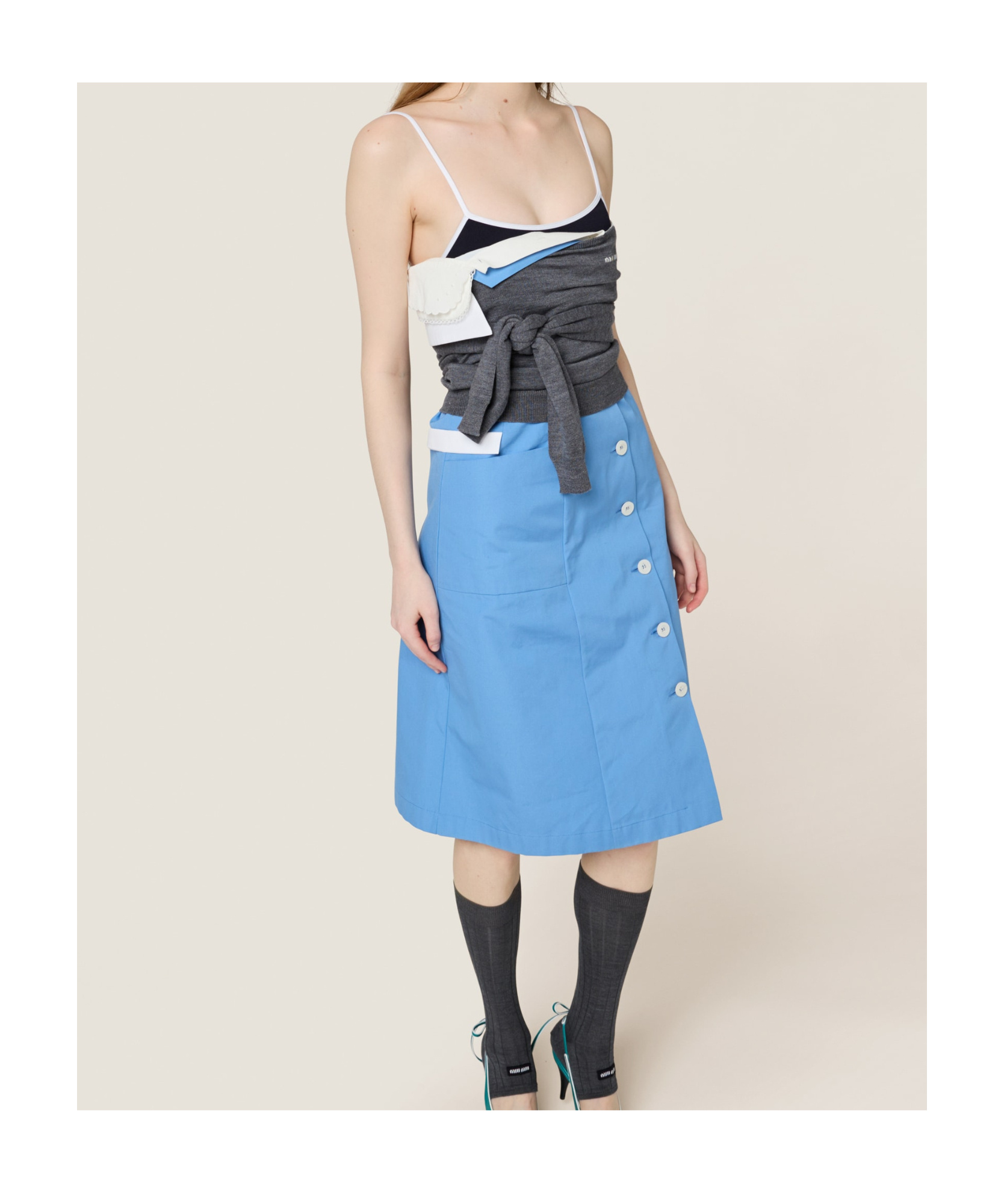 Shop Miu Miu Poplin Dress In Blue