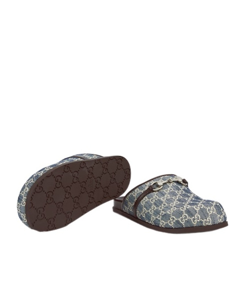 Gucci Horse Title Buckle Muller Shoes In Gray
