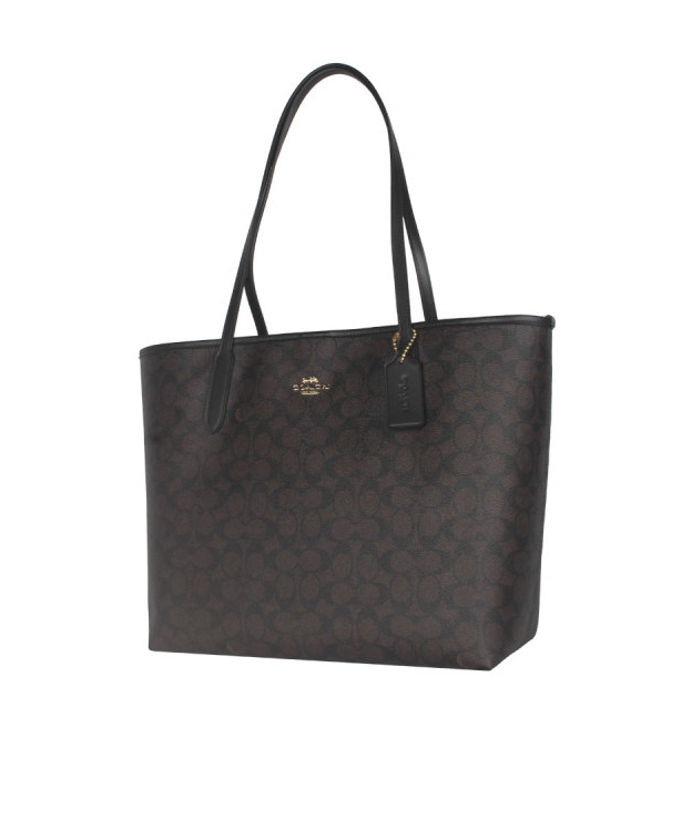 Coach Logo Printed Handbag In Black