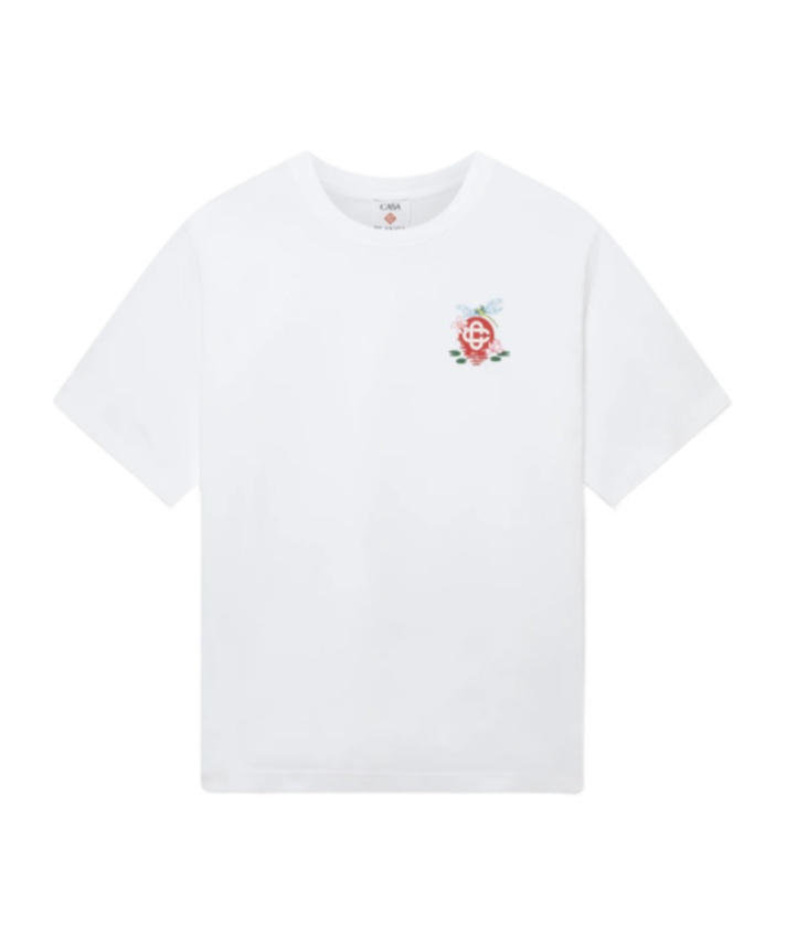 Casablanca Oversized T-shirt With Dragonfly Floral Print In White