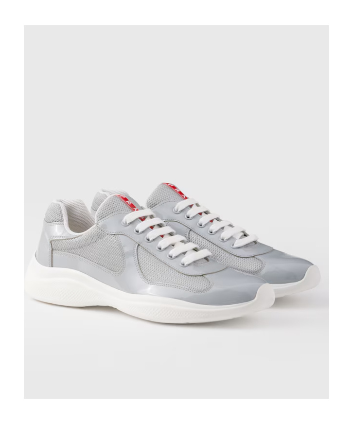 Prada America's Cup Panelled Sneakers In Gray
