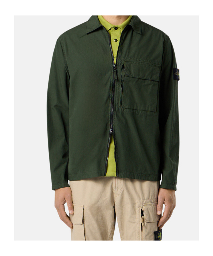 Stone Island Jacket With Compass Application In Green