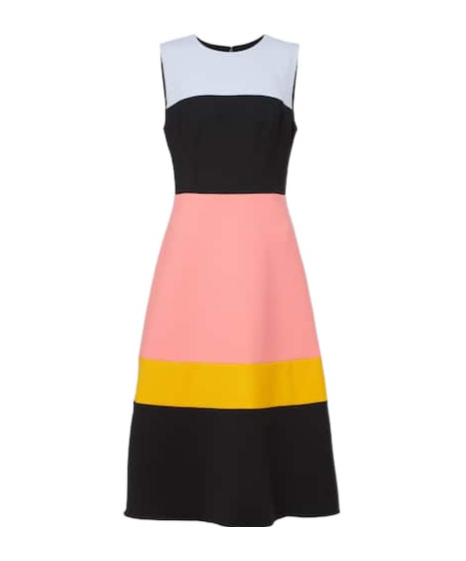 Carolina Herrera Colorblocked Wool-blend Midi Dress In Multi